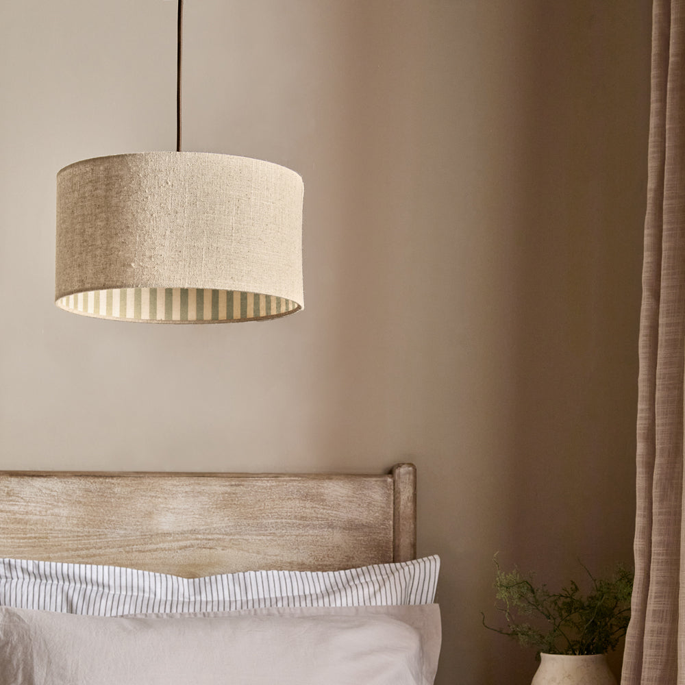 Striped Green Lighting - Hebden Inner Stripe Lamp Shade Olive Yard