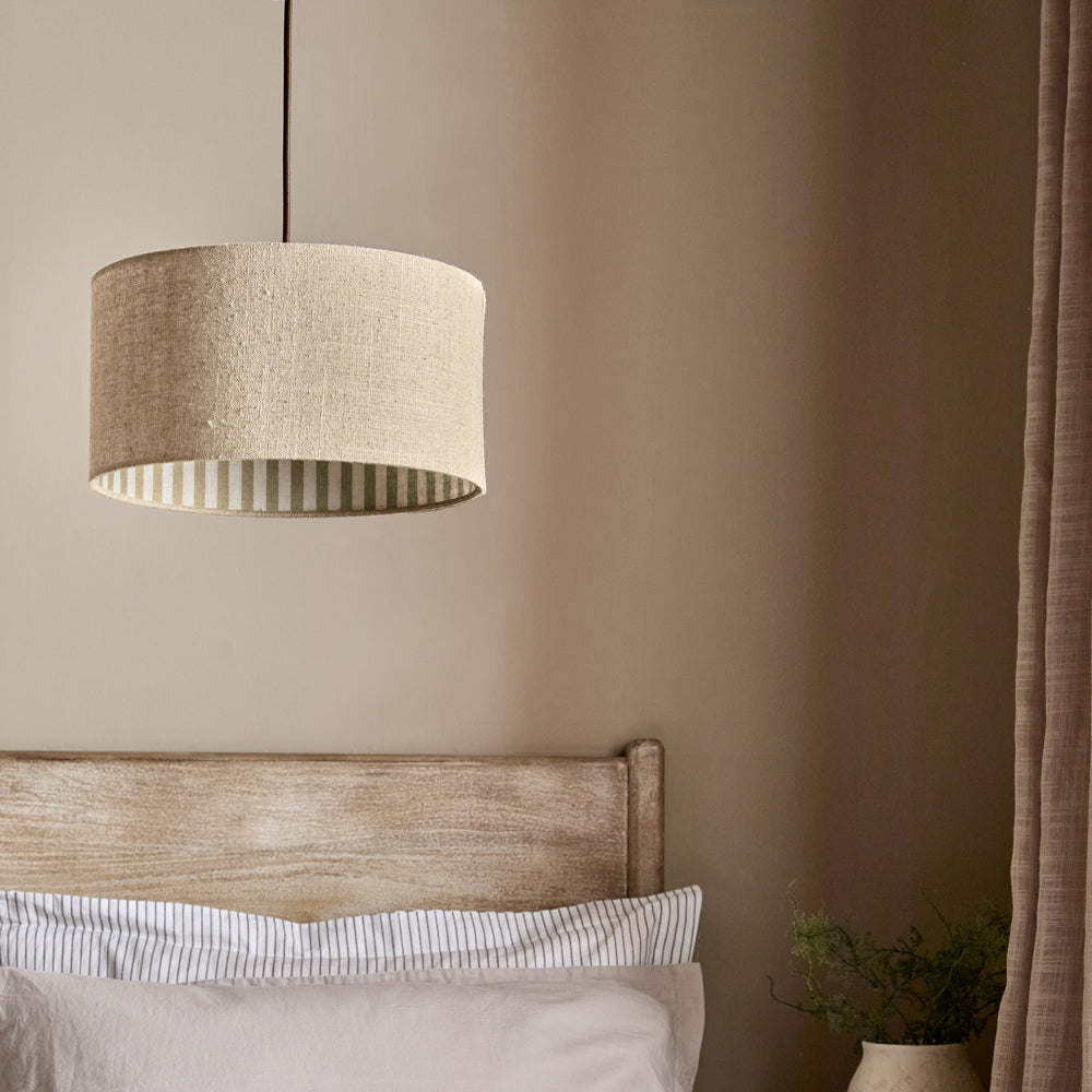 Striped Green Lighting - Hebden Inner Stripe Lamp Shade Olive Yard