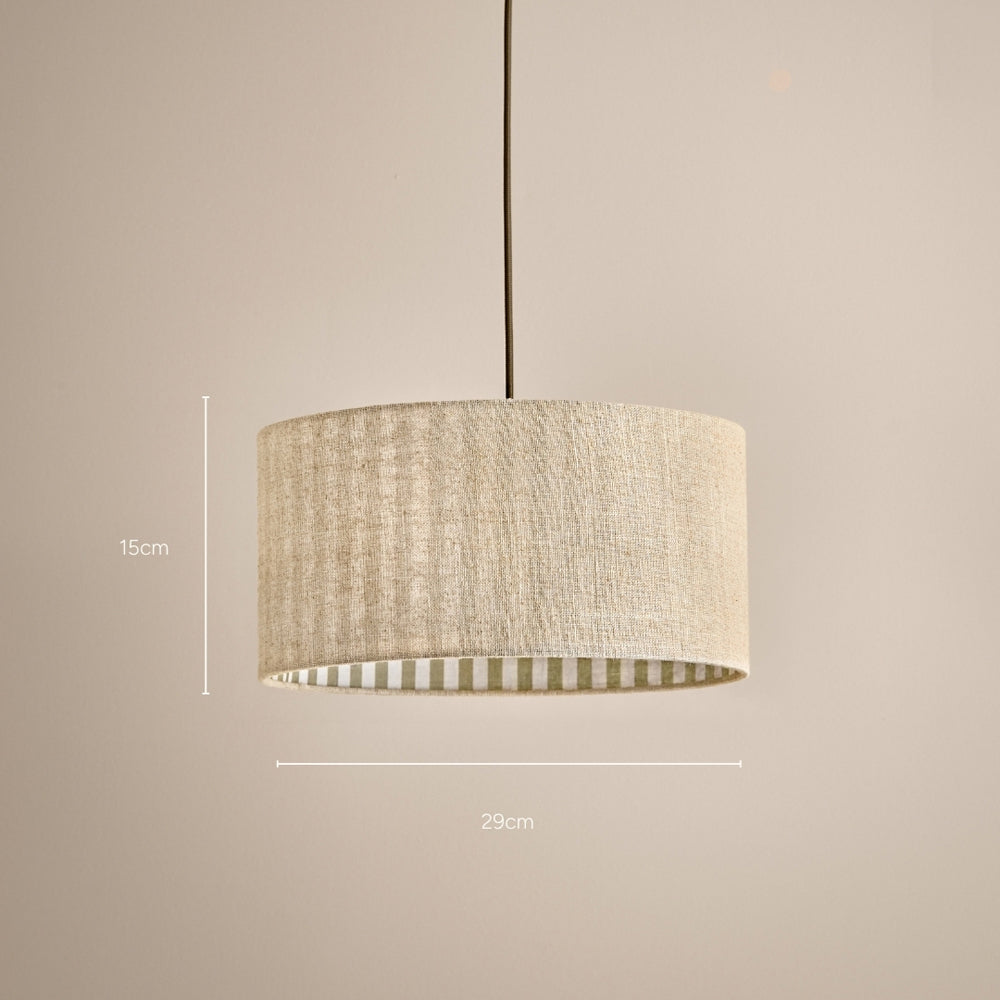 Striped Green Lighting - Hebden Inner Stripe Lamp Shade Olive Yard