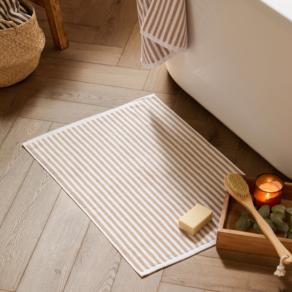 Striped Beige Bathroom - Hebden Striped Cotton Bath Mat Natural Yard