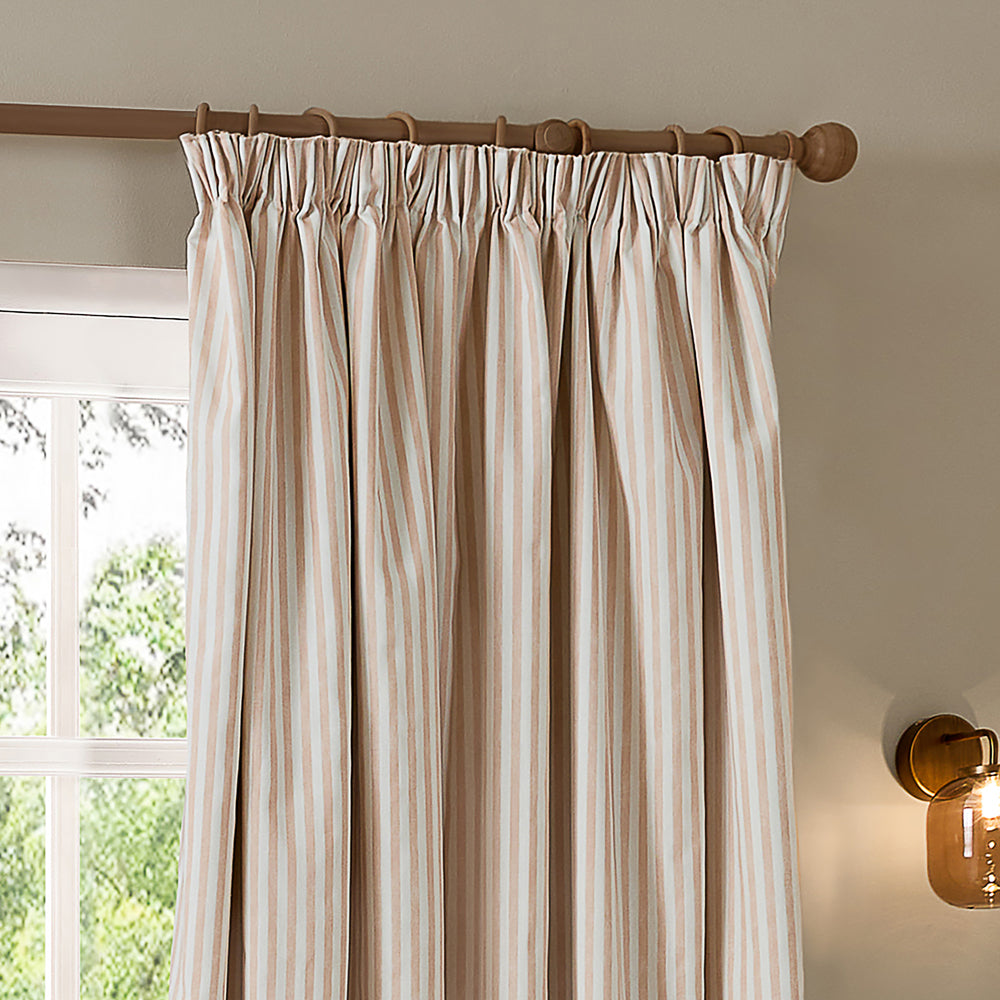 Striped Pink Curtains - Hebden Striped 100% Cotton Lined Pencil Pleat Curtains Blush Yard