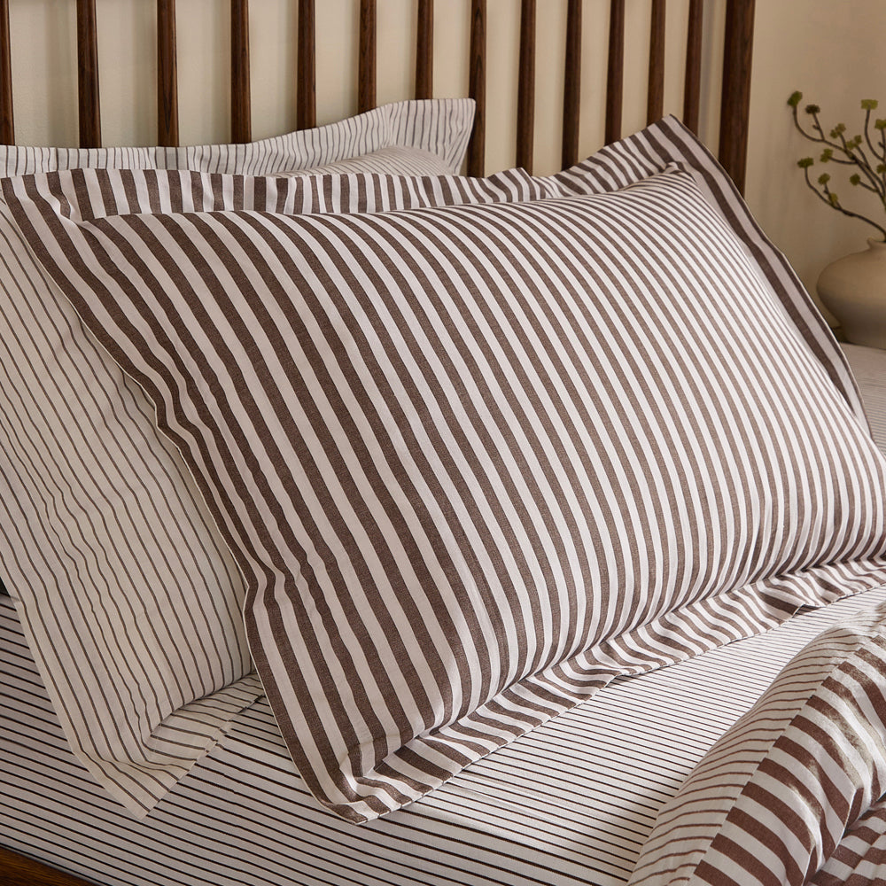 Striped Brown Bedding - Hebden Stripe 100% Cotton Duvet Cover Set Espresso Brown Yard