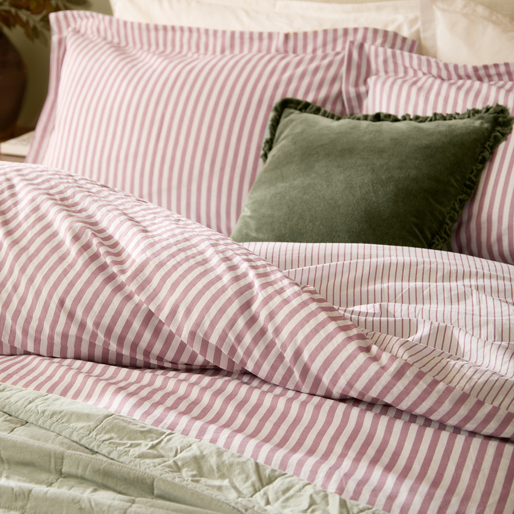 Striped Pink Bedding - Hebden Stripe 100% Cotton Duvet Cover Set Rosewood Yard