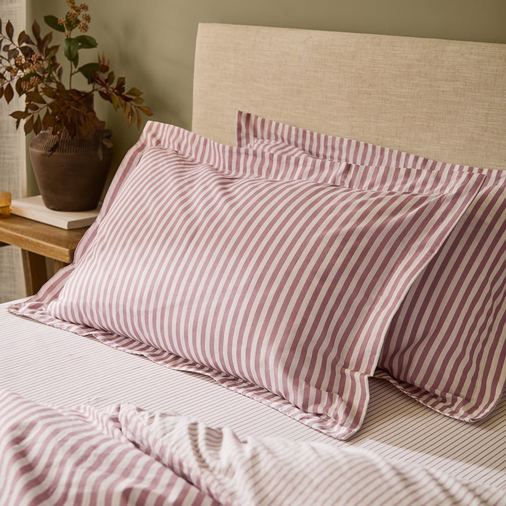 Striped Pink Bedding - Hebden Stripe 100% Cotton Duvet Cover Set Rosewood Yard