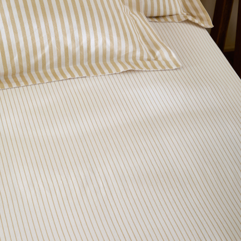 Striped Yellow Bedding - Hebden 100% Cotton Narrow Stripe Fitted Bed Sheet Honey Yellow Yard