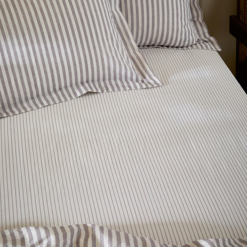 Striped Purple Bedding - Hebden 100% Cotton Narrow Stripe Fitted Bed Sheet Mauve Yard