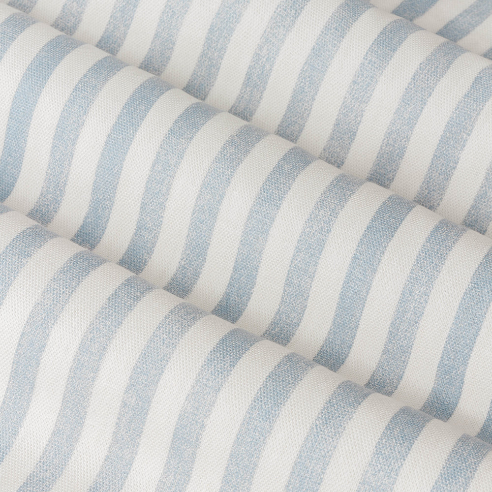 Striped Blue Curtains - Hebden Striped 100% Cotton Lined Eyelet Curtains Mineral Blue Yard