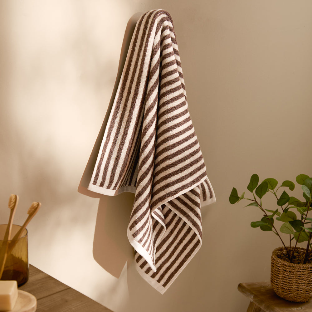 Striped Brown Bathroom - Hebden Striped Cotton Towels Chocolate Yard