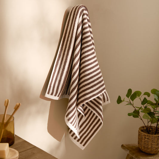 Striped Brown Bathroom - Hebden Striped Cotton Towels Chocolate Yard