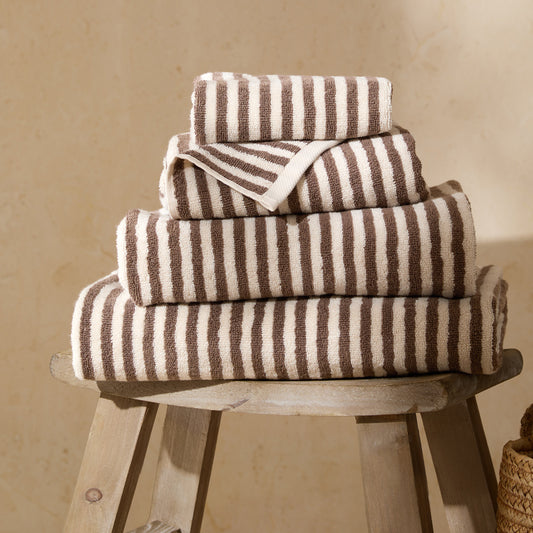 Striped Brown Bathroom - Hebden Striped Cotton Towels Chocolate Yard