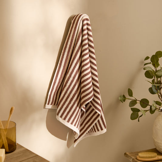 Striped Brown Bathroom - Hebden Striped Cotton Towels Pecan Yard