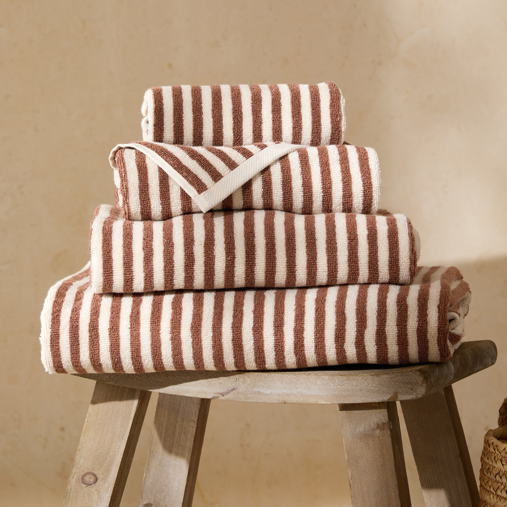Striped Red Bathroom - Hebden Striped 100% Cotton Towels Pecan Yard