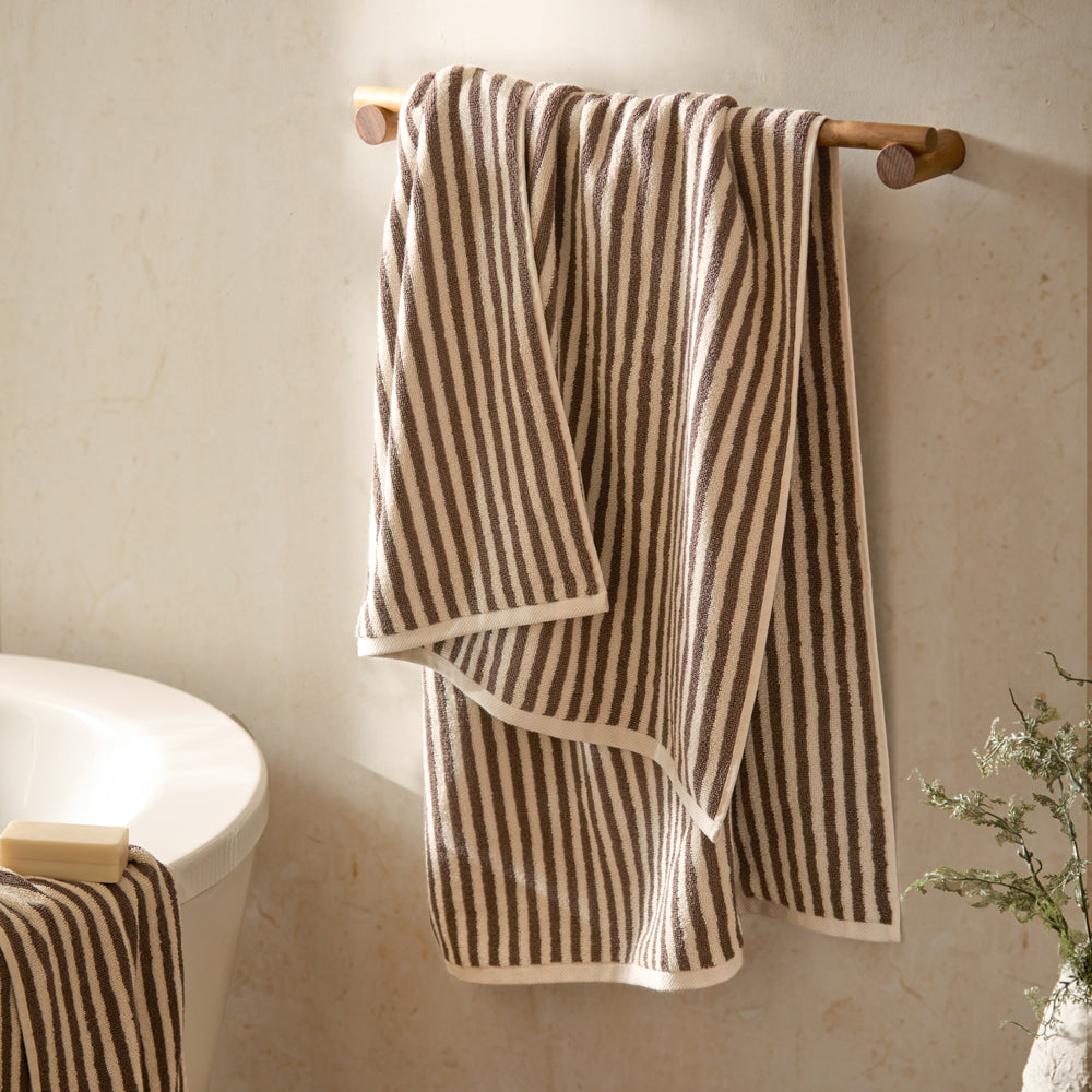 Striped Brown Bathroom - Hebden Striped Cotton Towels Chocolate Yard