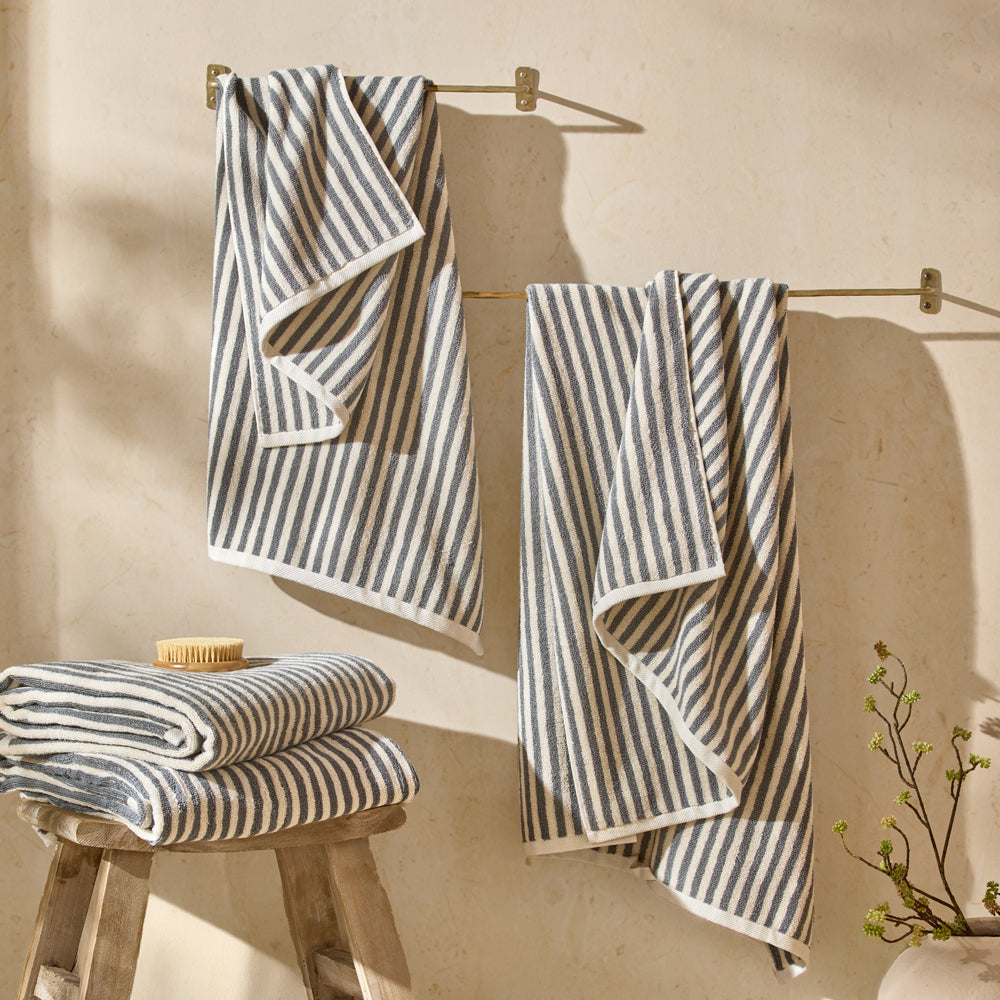 Striped Grey Bathroom - Hebden Striped Cotton Towels Grey Yard