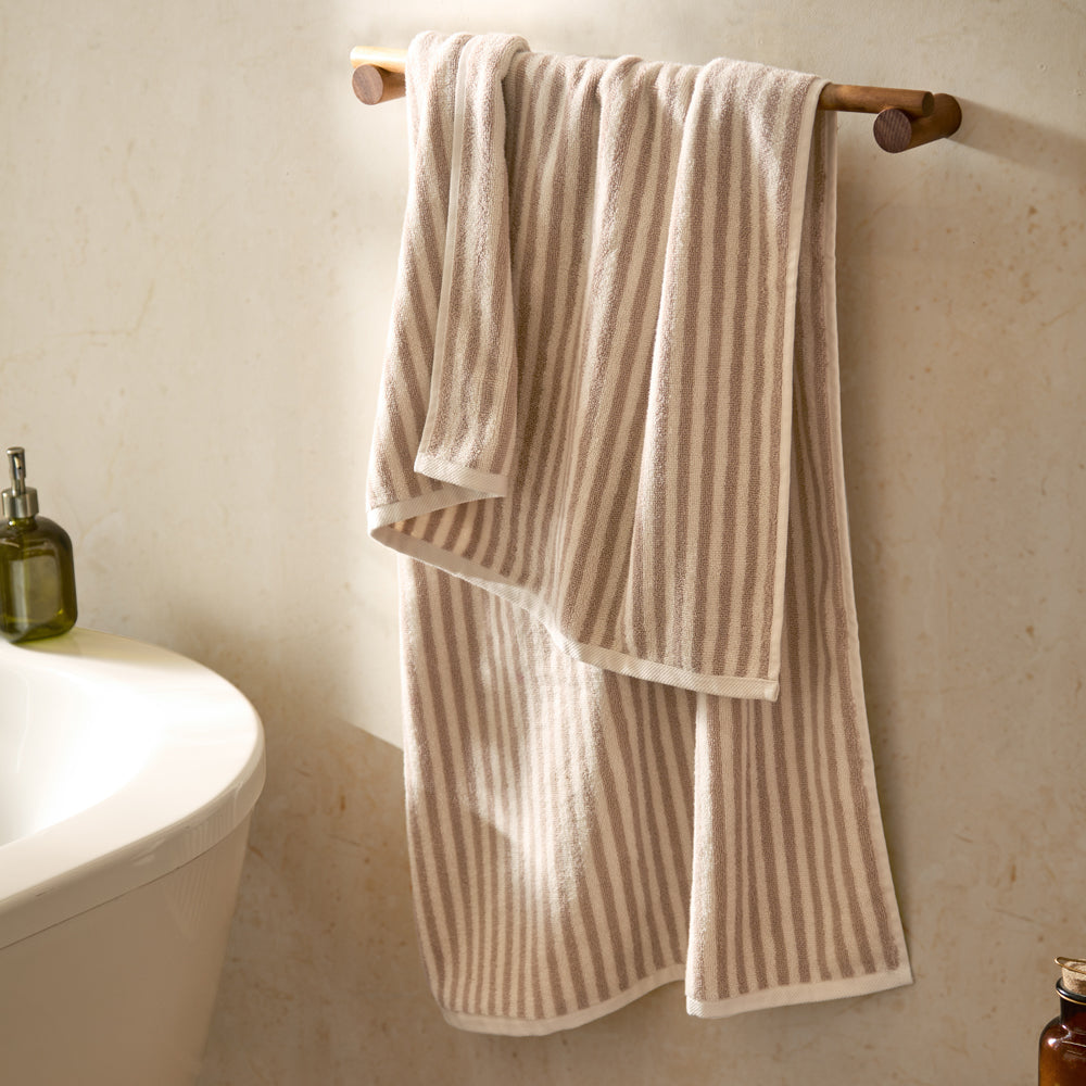 Striped Beige Bathroom - Hebden Striped Cotton Towels Natural Yard
