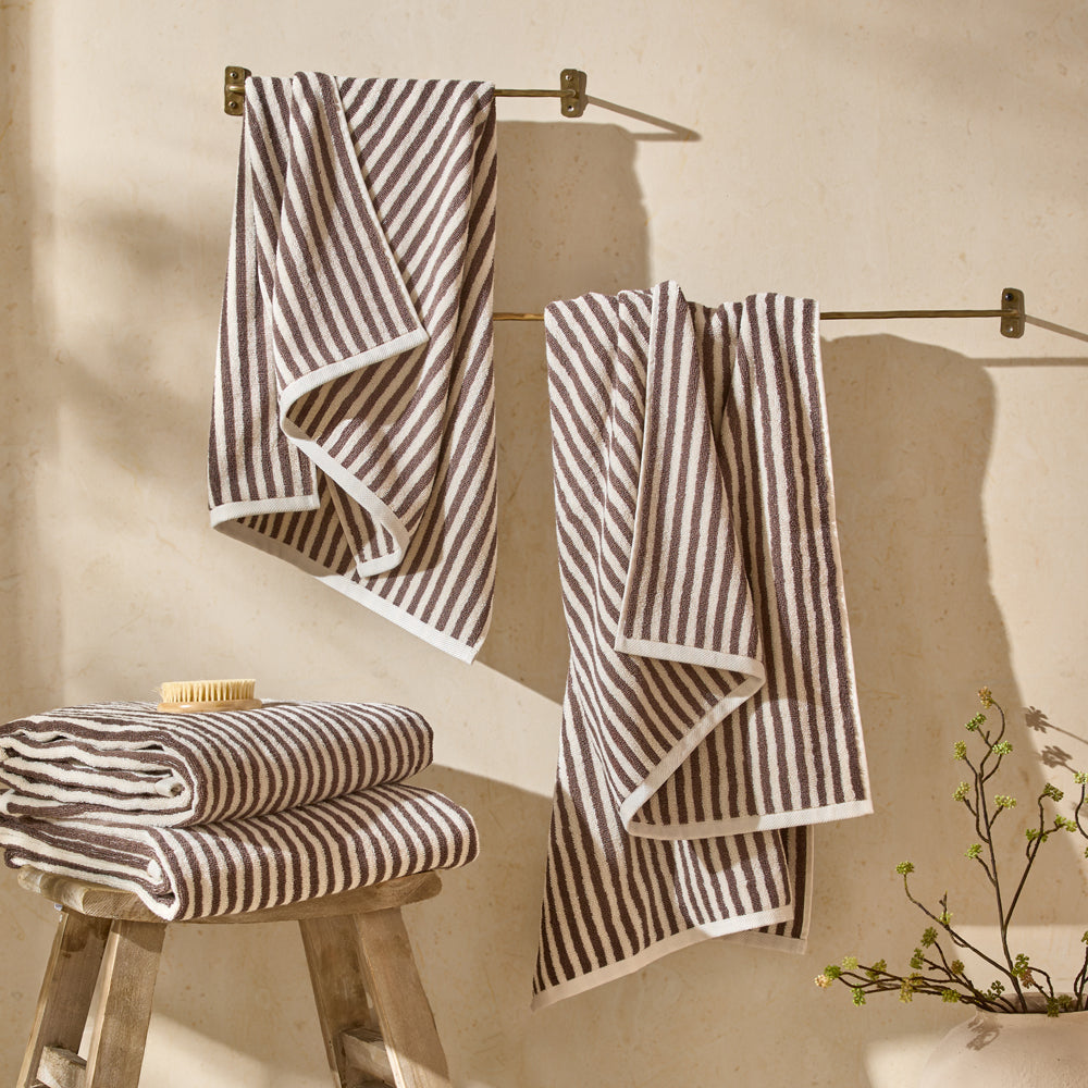 Striped Brown Bathroom - Hebden Striped Cotton Towels Chocolate Yard
