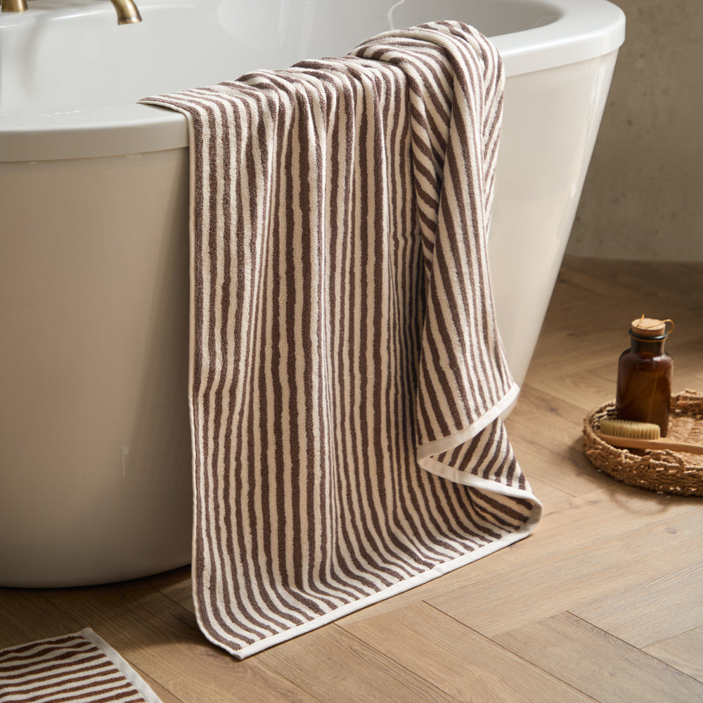 Striped Brown Bathroom - Hebden Striped Cotton Towels Chocolate Yard