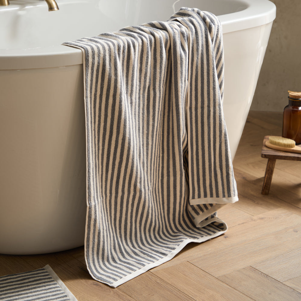 Striped Grey Bathroom - Hebden Striped Cotton Towels Grey Yard