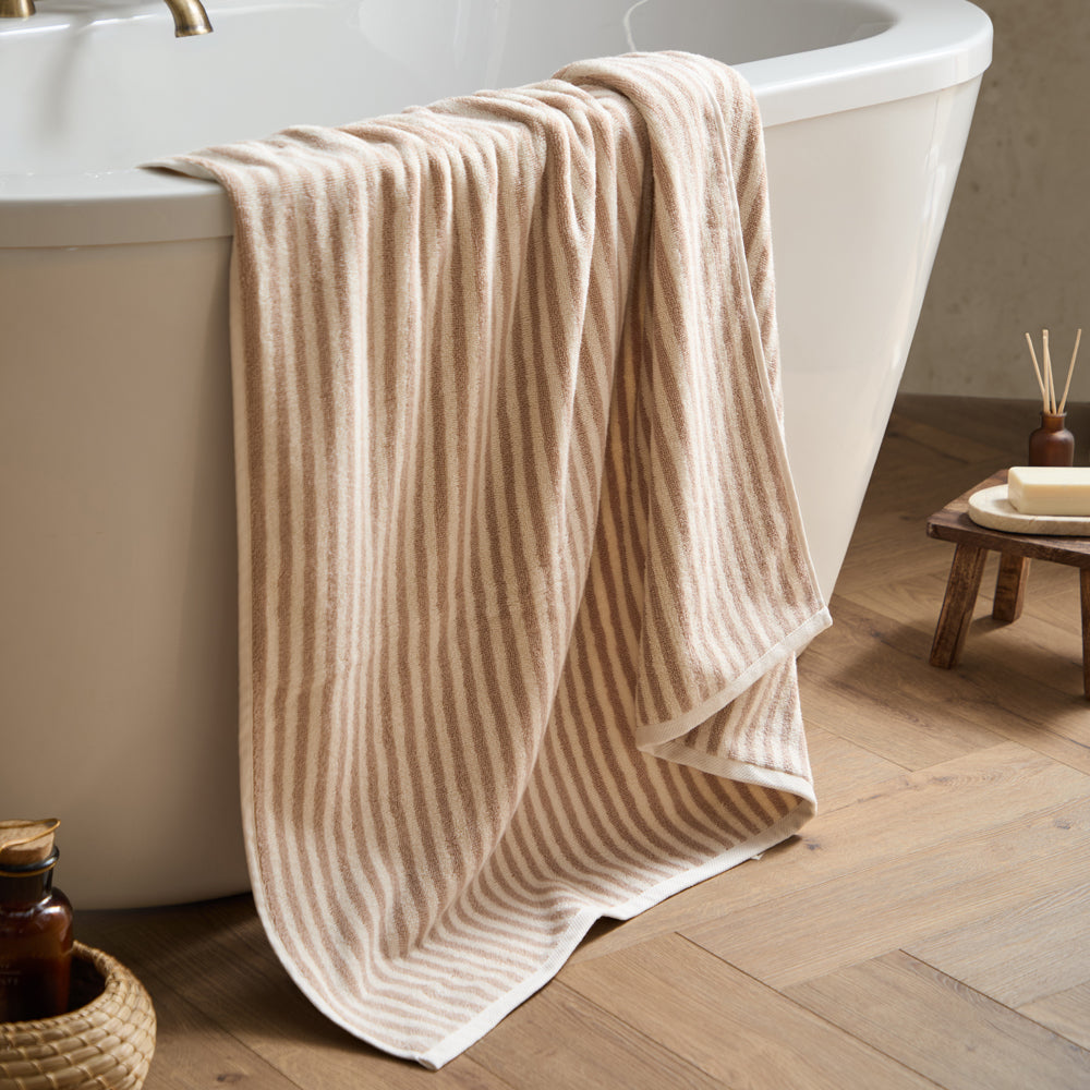 Striped Beige Bathroom - Hebden Striped Cotton Towels Natural Yard