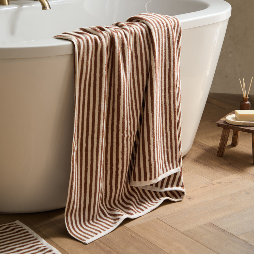 Striped Brown Bathroom - Hebden Striped Cotton Towels Pecan Yard