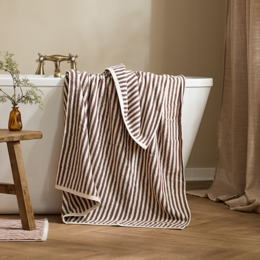 Striped Brown Bathroom - Hebden Striped Cotton Towels Chocolate Yard