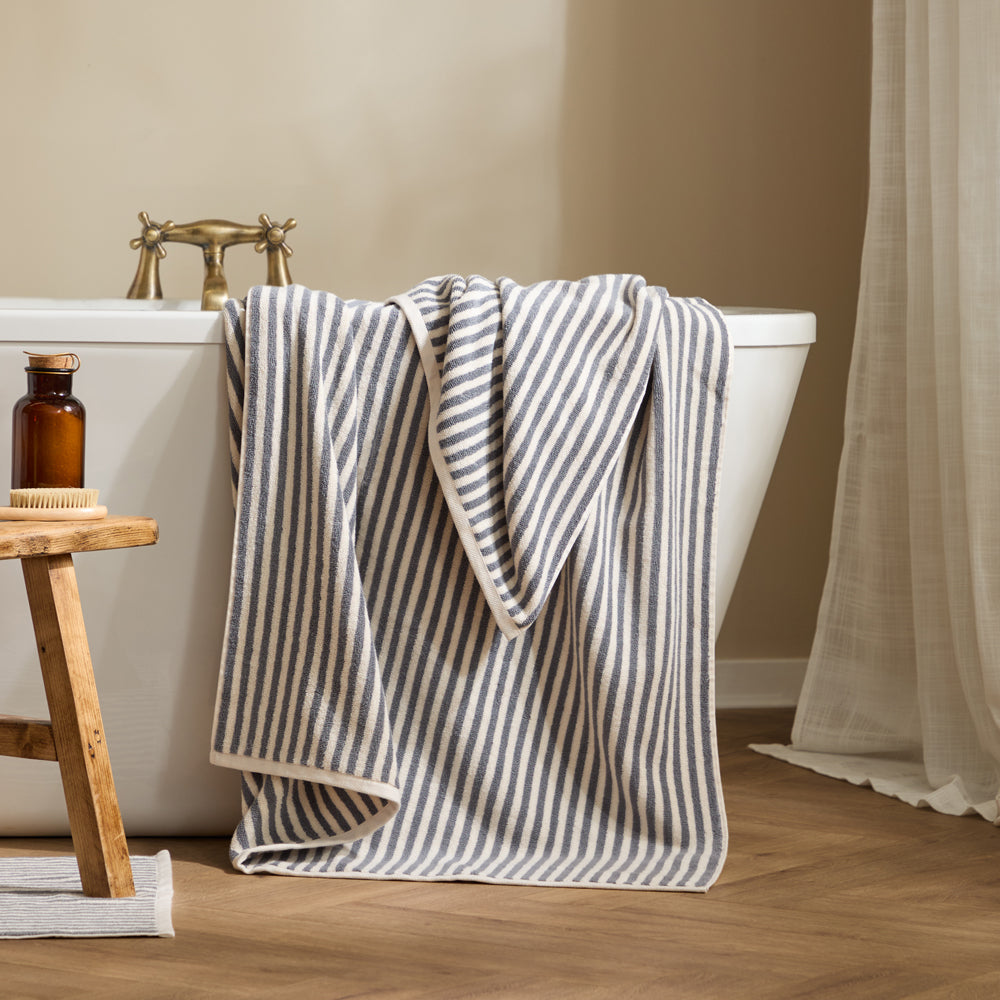 Striped Grey Bathroom - Hebden Striped Cotton Towels Grey Yard