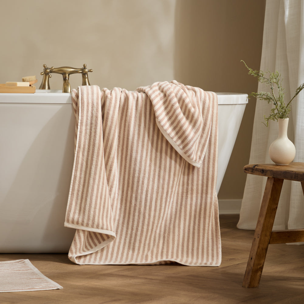Striped Beige Bathroom - Hebden Striped Cotton Towels Natural Yard