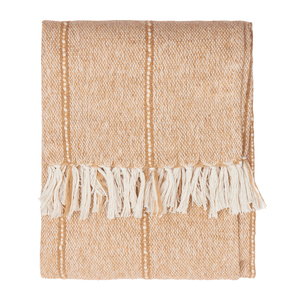 Striped Cream Throws - Hedon Woven Indoor/Outdoor  Throw Natural Yard