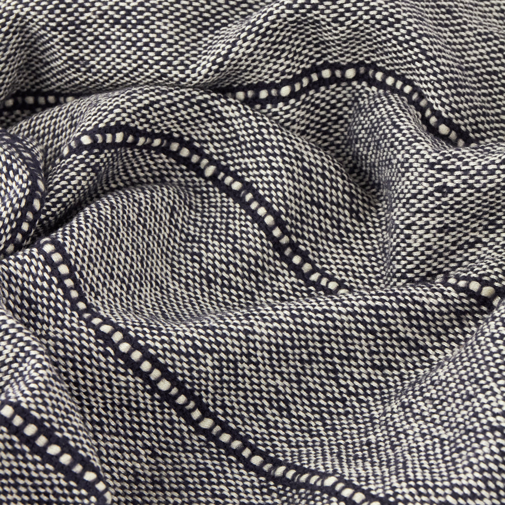 Striped Blue Throws - Hedon Woven Indoor/Outdoor  Throw Navy Yard
