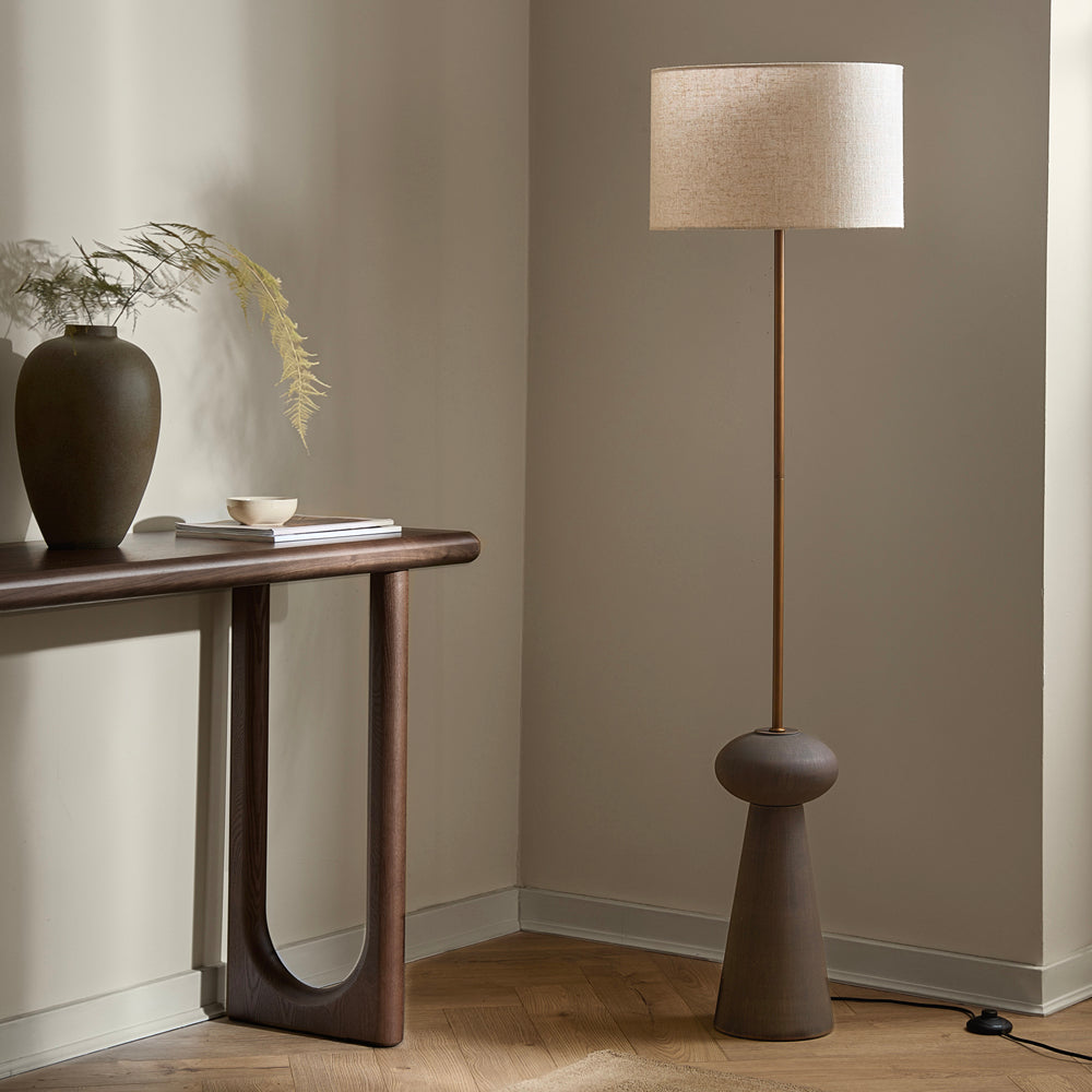 Plain Brown Lighting - Helston Wired Floor Lamp Espresso Brown Yard