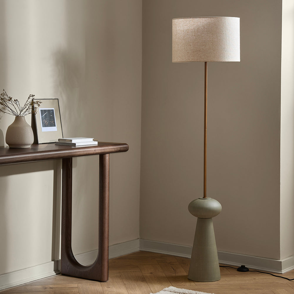 Plain Green Lighting - Helston Wired Floor Lamp Olive Yard