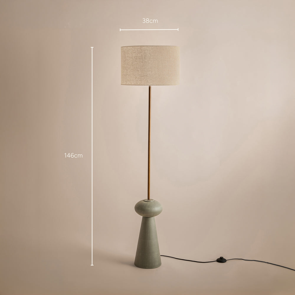 Plain Green Lighting - Helston Wired Floor Lamp Olive Yard