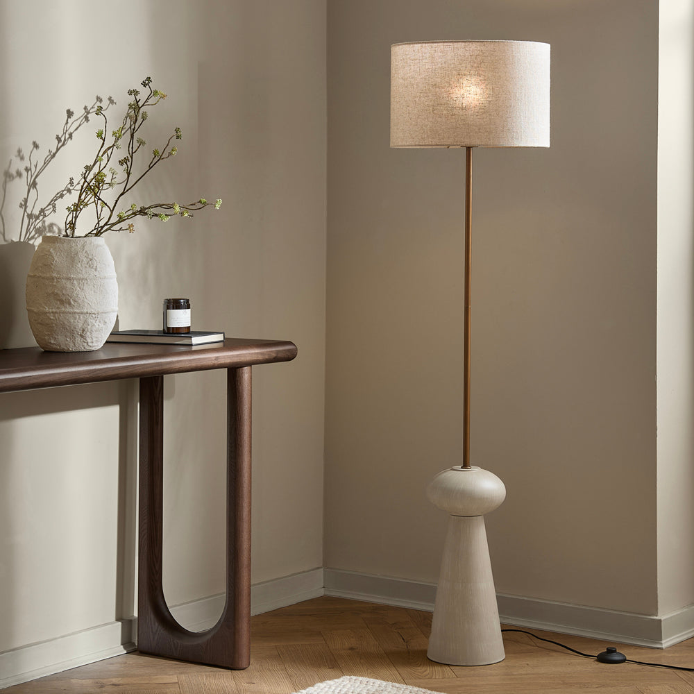 Plain Gold Lighting - Helston Wired Floor Lamp Sandstone Yard