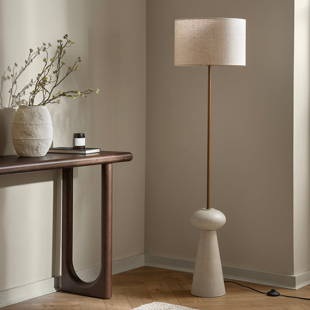 Plain Gold Lighting - Helston Wired Floor Lamp Sandstone Yard