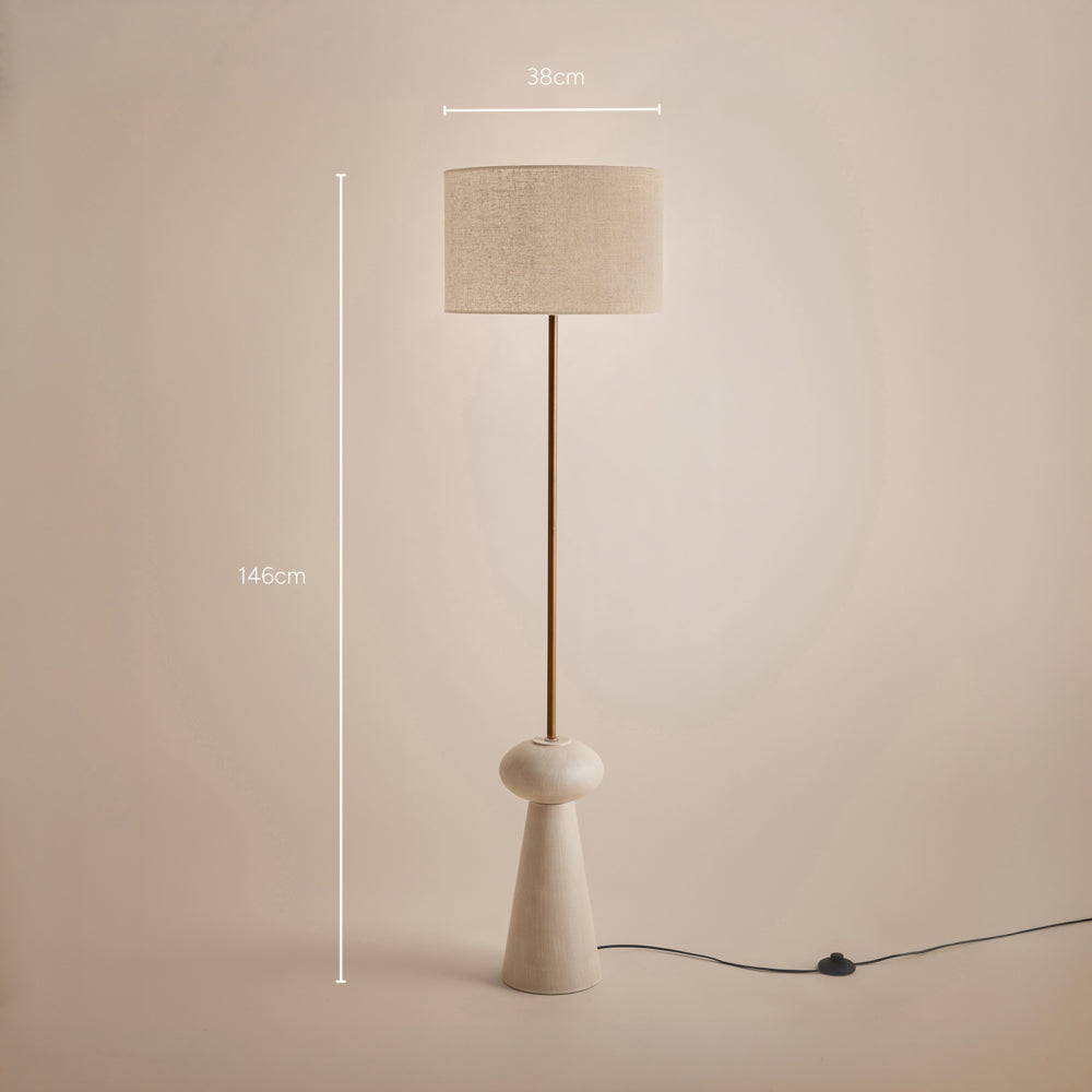 Plain Gold Lighting - Helston Wired Floor Lamp Sandstone Yard
