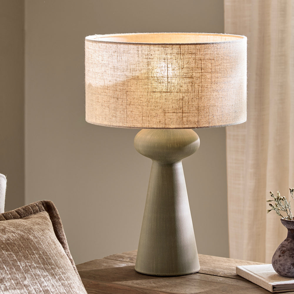 Plain Green Lighting - Helston Wired Table Lamp Olive Yard
