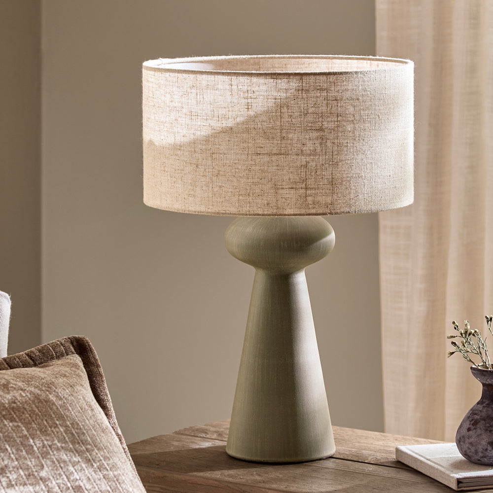 Plain Green Lighting - Helston Wired Table Lamp Olive Yard