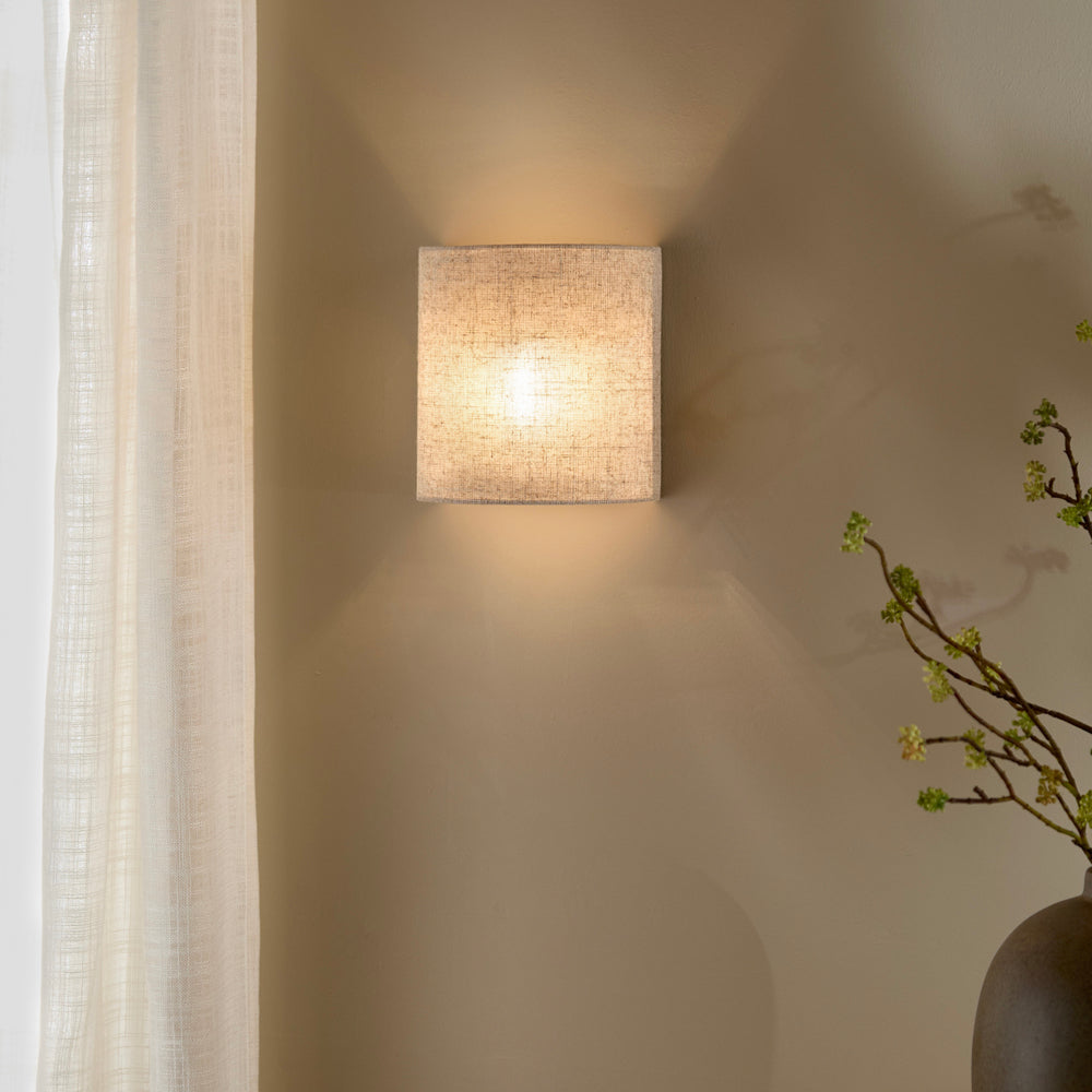 Plain Beige Lighting - Helston Rechargeable Wall Light Linen Yard