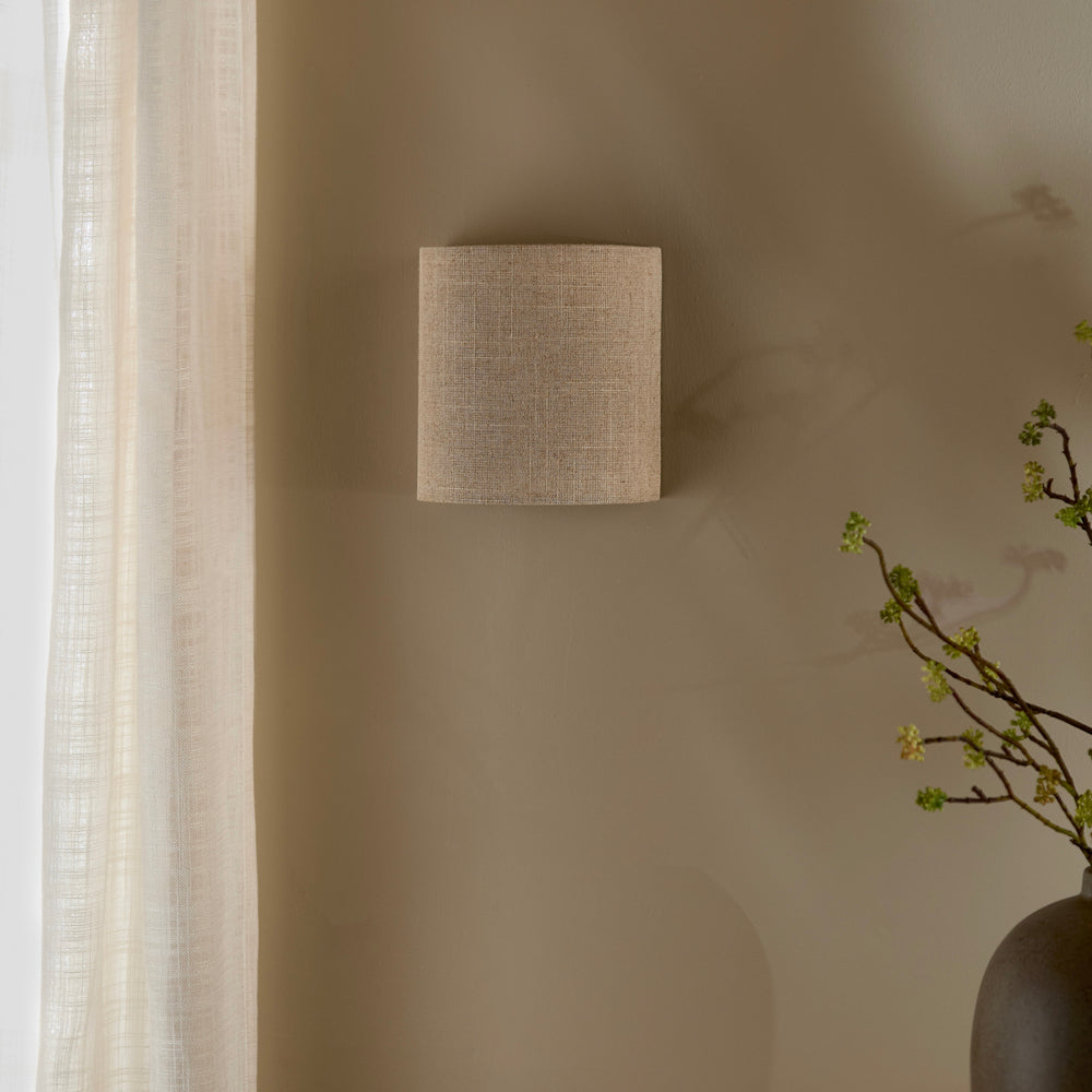 Plain Beige Lighting - Helston Rechargeable Wall Light Linen Yard