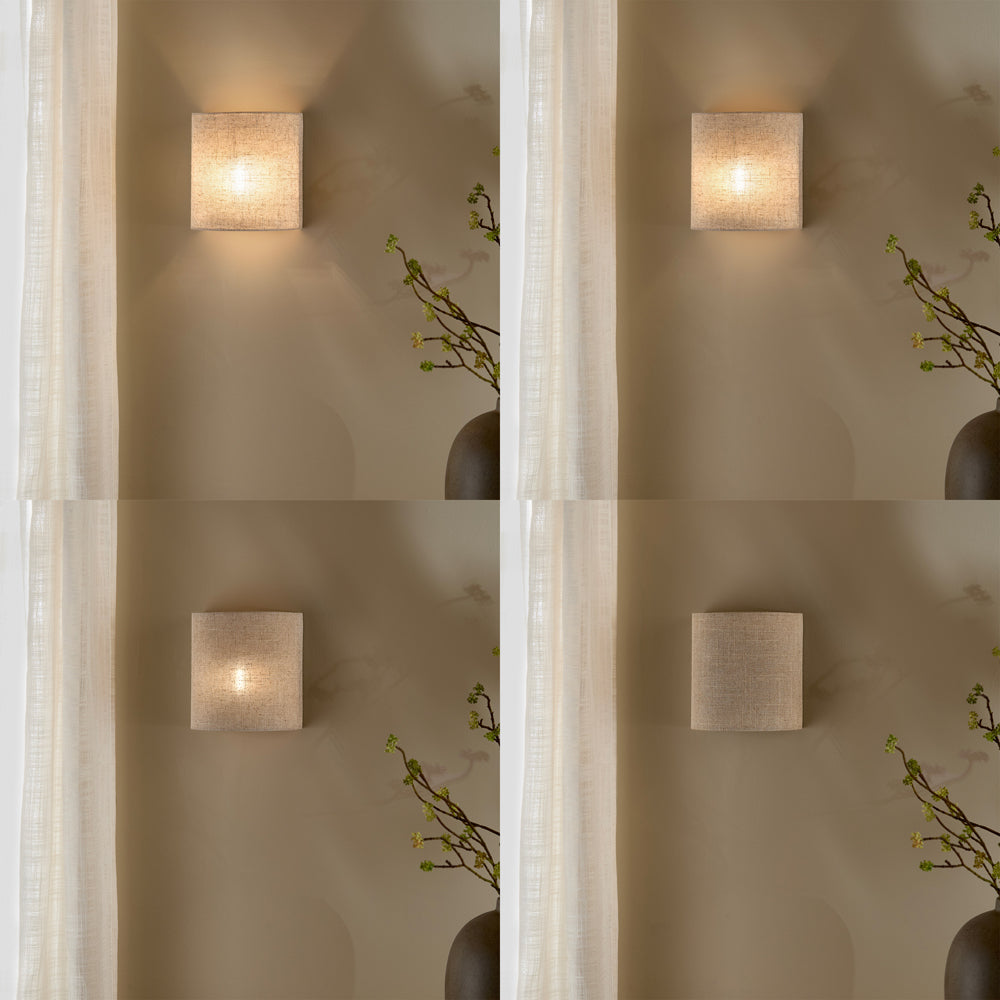 Plain Beige Lighting - Helston Rechargeable Wall Light Linen Yard