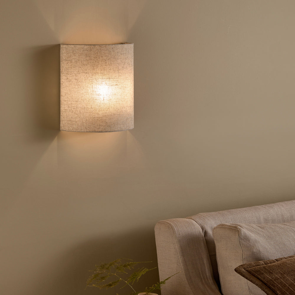 Plain Beige Lighting - Helston Rechargeable Wall Light Linen Yard