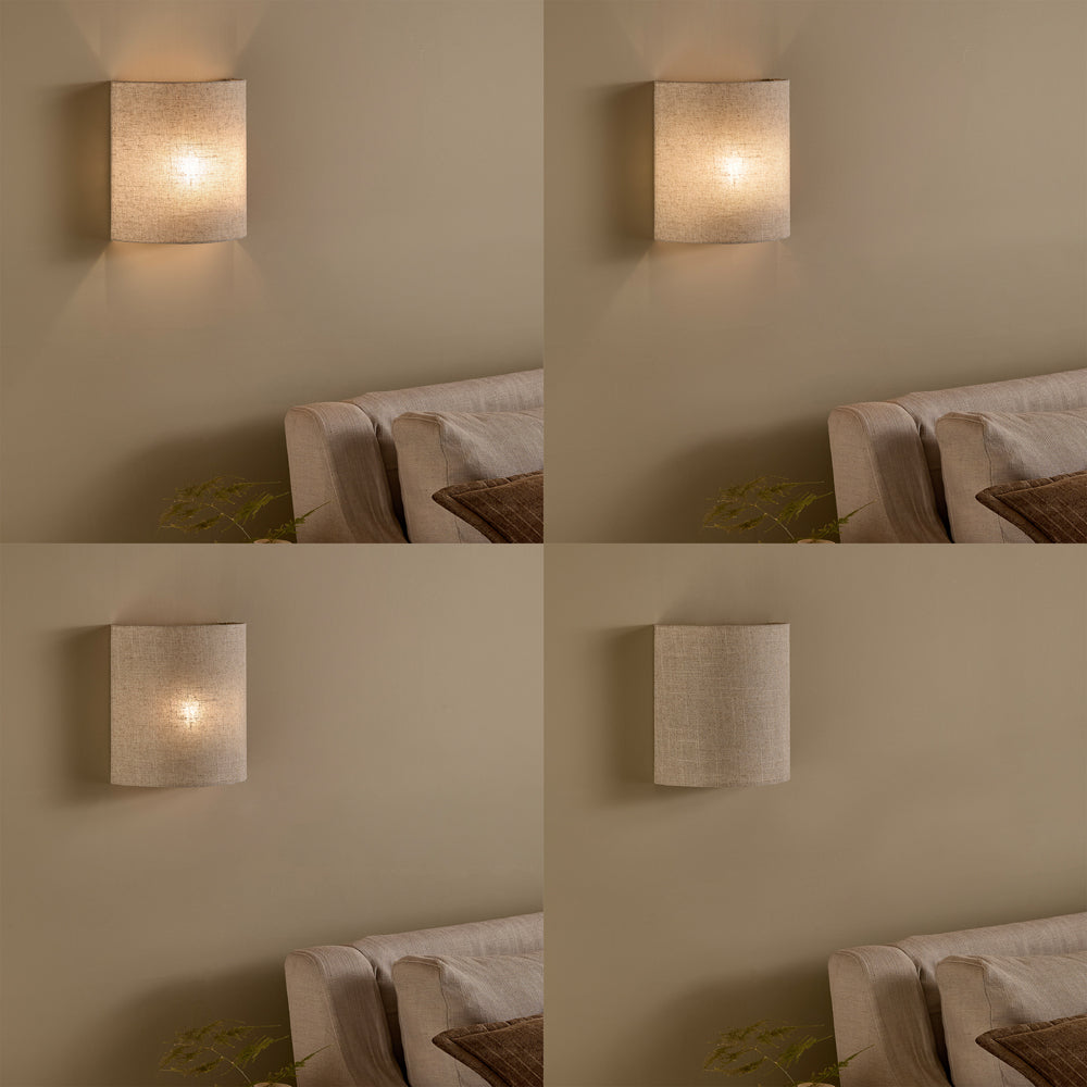 Plain Beige Lighting - Helston Rechargeable Wall Light Linen Yard