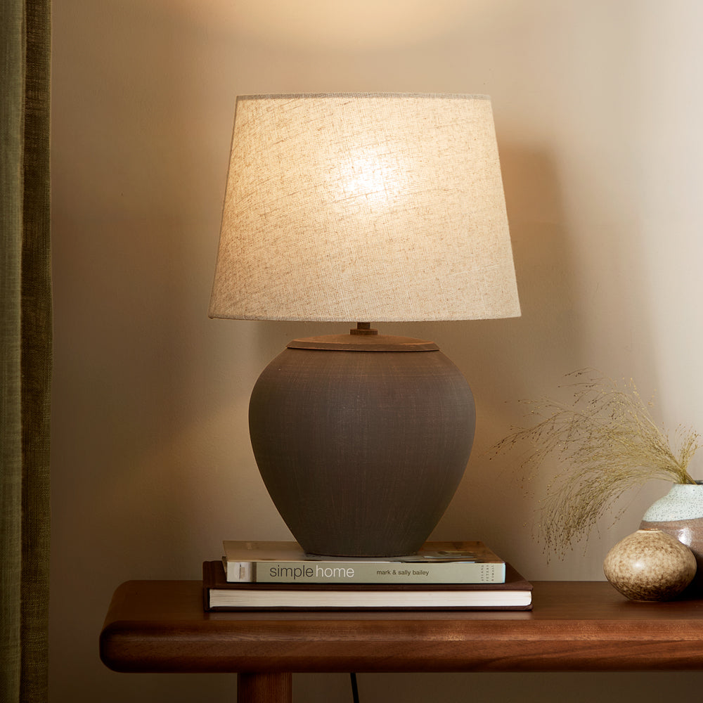 Plain Brown Lighting - Helston Round Wired Table Lamp Espresso Brown Yard