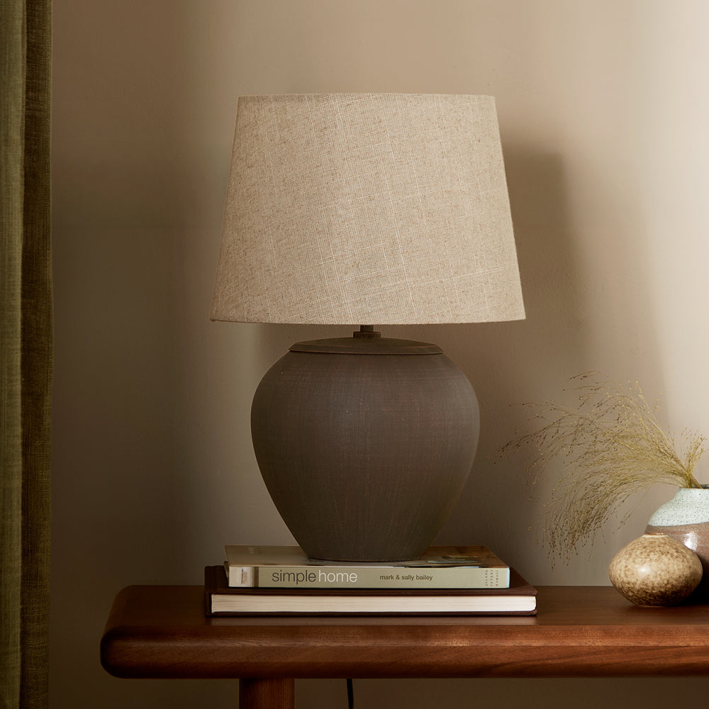 Plain Brown Lighting - Helston Round Wired Table Lamp Espresso Brown Yard