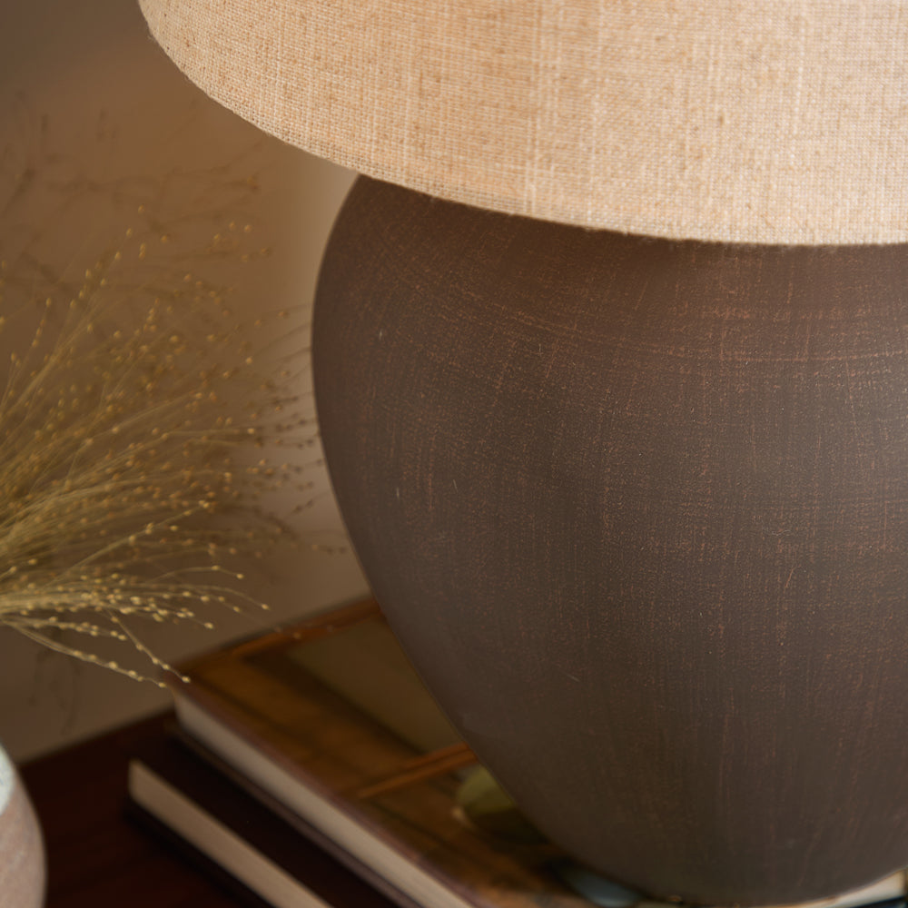 Plain Brown Lighting - Helston Round Wired Table Lamp Espresso Brown Yard