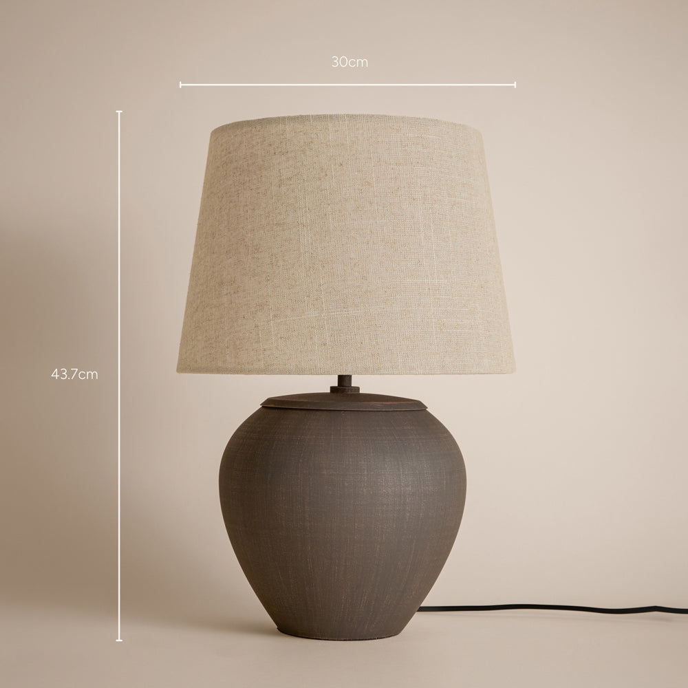 Plain Brown Lighting - Helston Round Wired Table Lamp Espresso Brown Yard