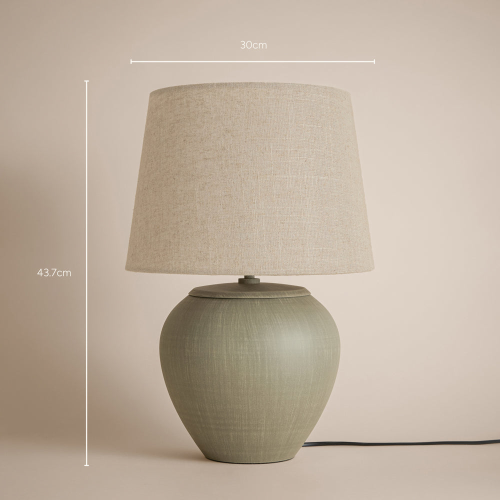 Plain Green Lighting - Helston Round Wired Table Lamp Olive Yard
