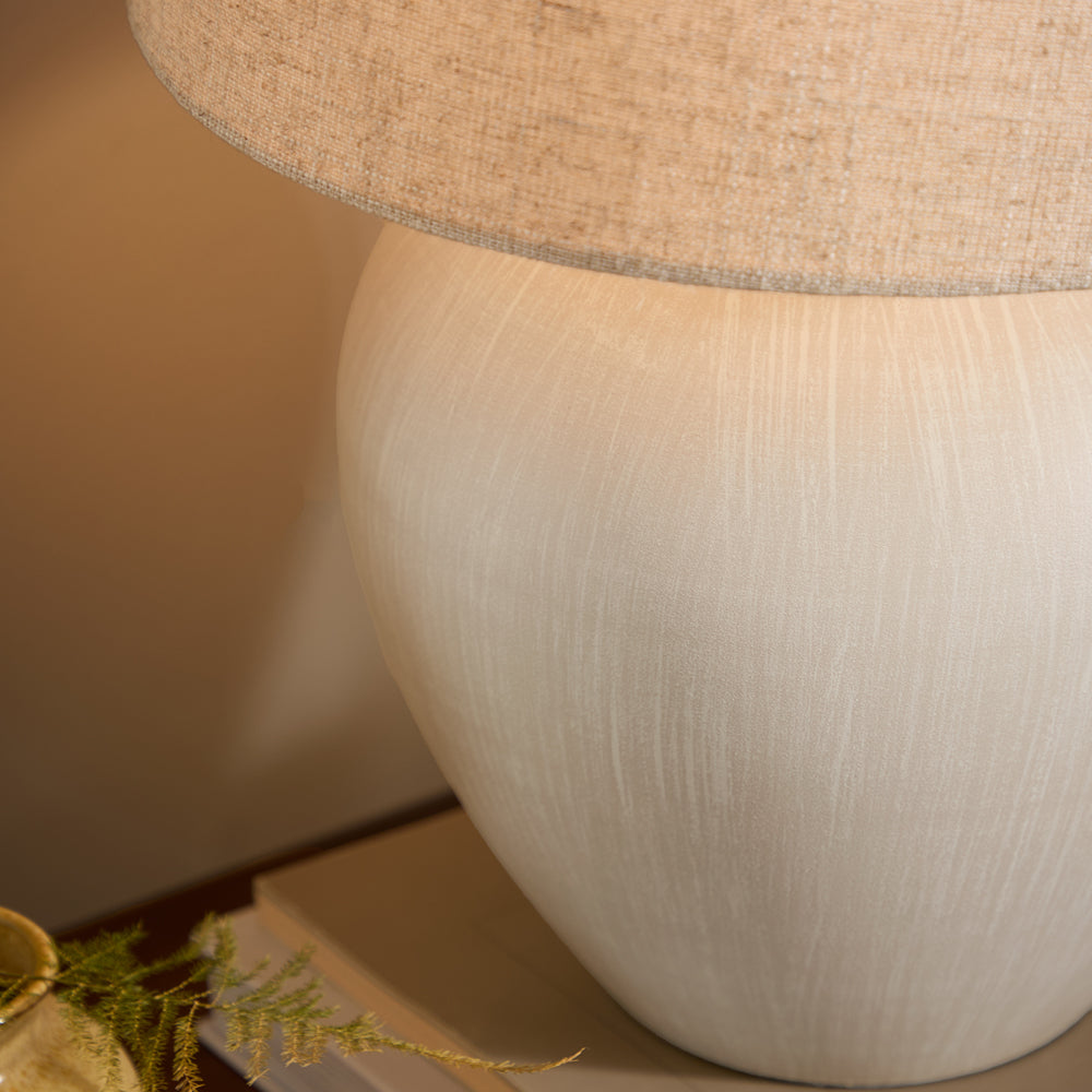 Plain Gold Lighting - Helston Round Wired Table Lamp Sandstone Yard