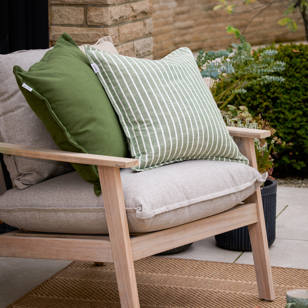Striped Green Cushions - Hessle Stripe Outdoor Polyester Filled Cushion Eucalyptus Yard