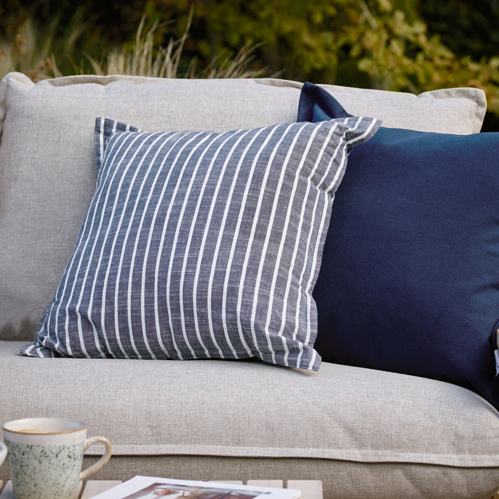 Striped Blue Cushions - Hessle Stripe Outdoor Polyester Filled Cushion Navy Yard